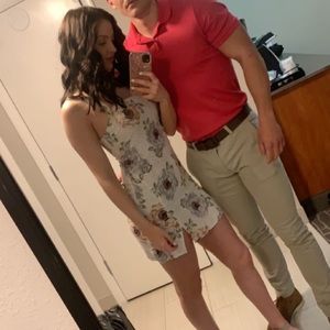 Floral mini dress with slit